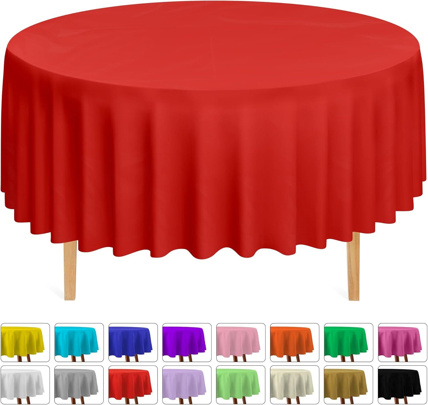 24 Round Tablecloths -BPA- Free Plastic, 84 inch, Dining Table Cover, Red - Image 1