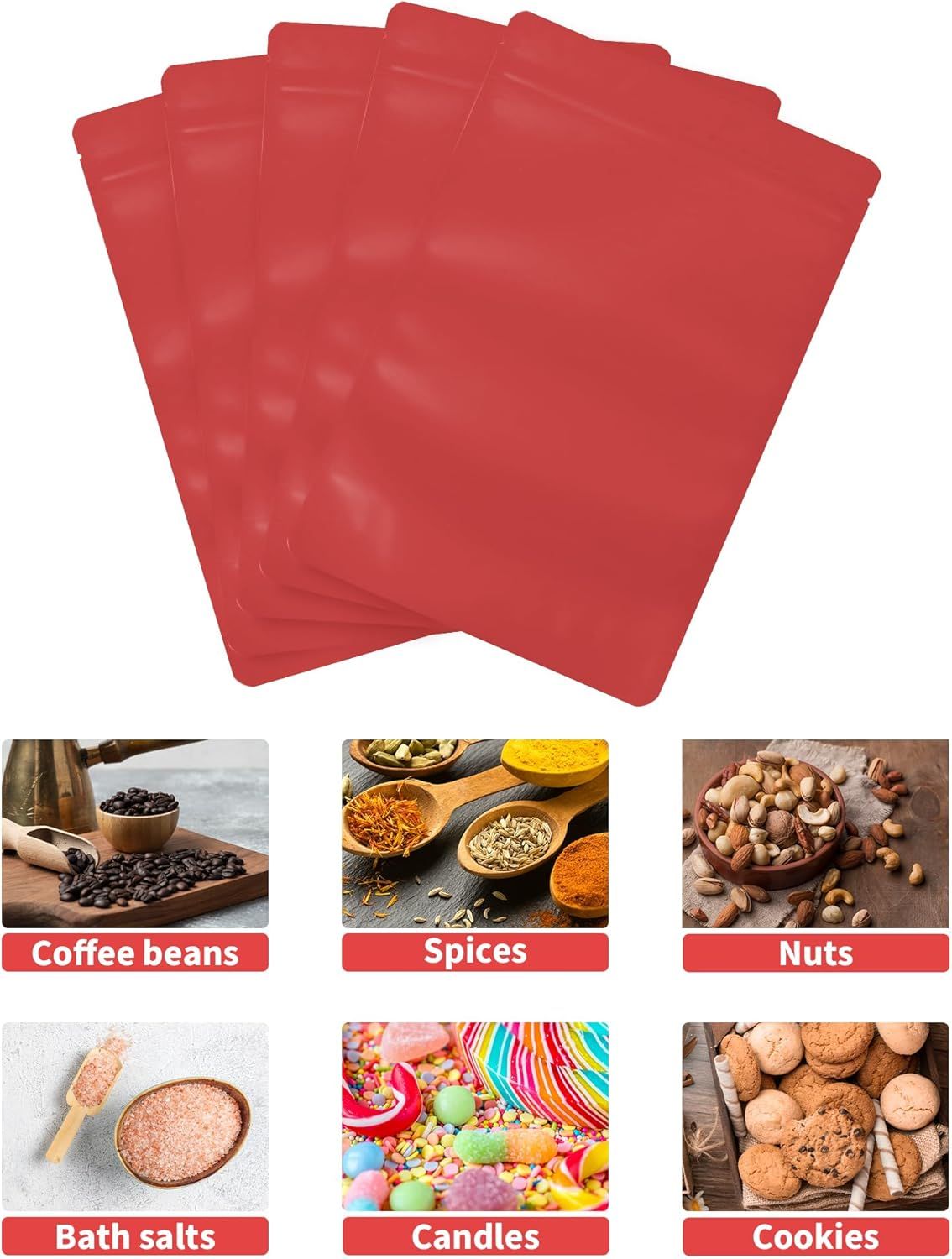 100 Pack Resealable Stand Up Bags,7.9