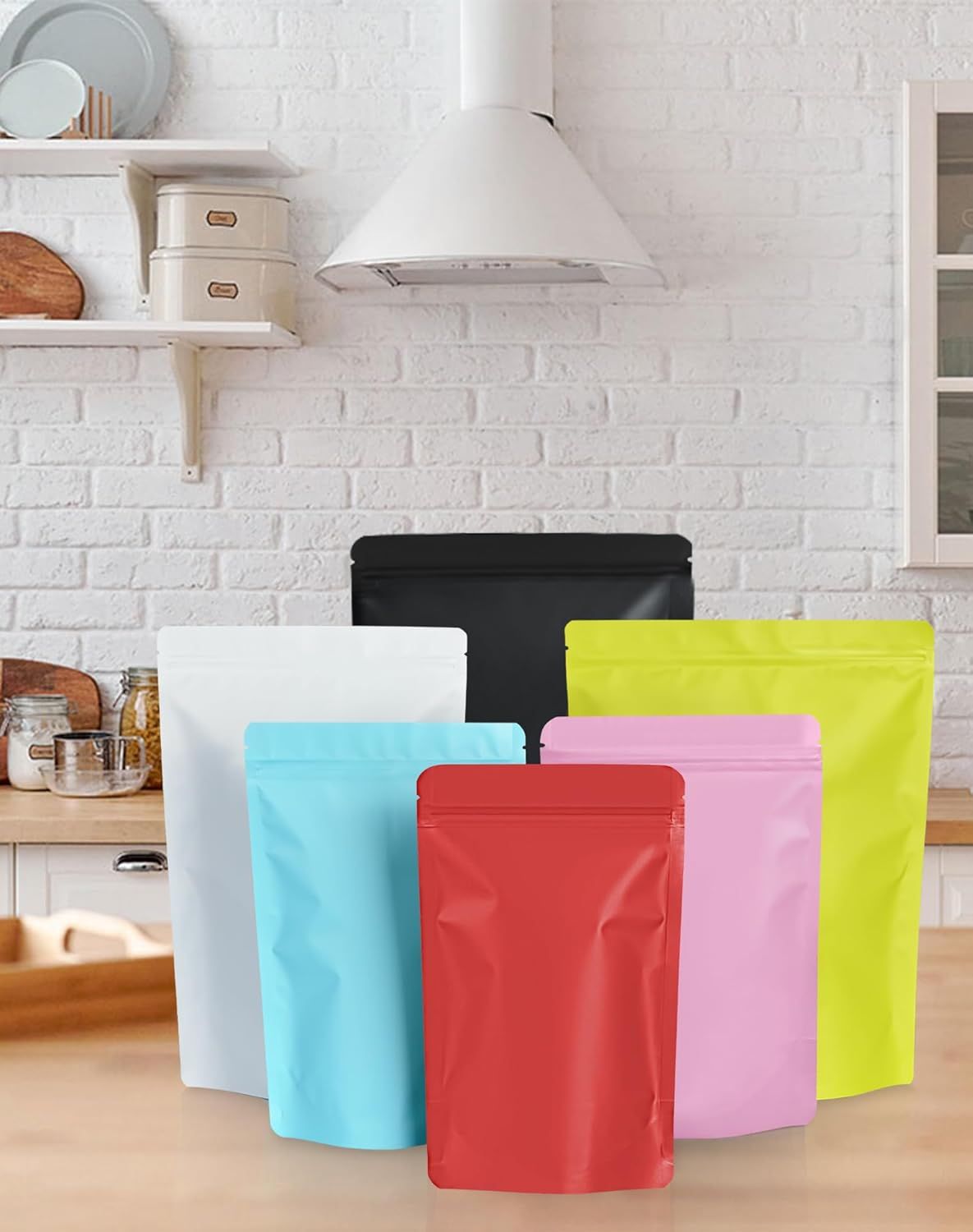 100 Pack Resealable Stand Up Bags,7.9