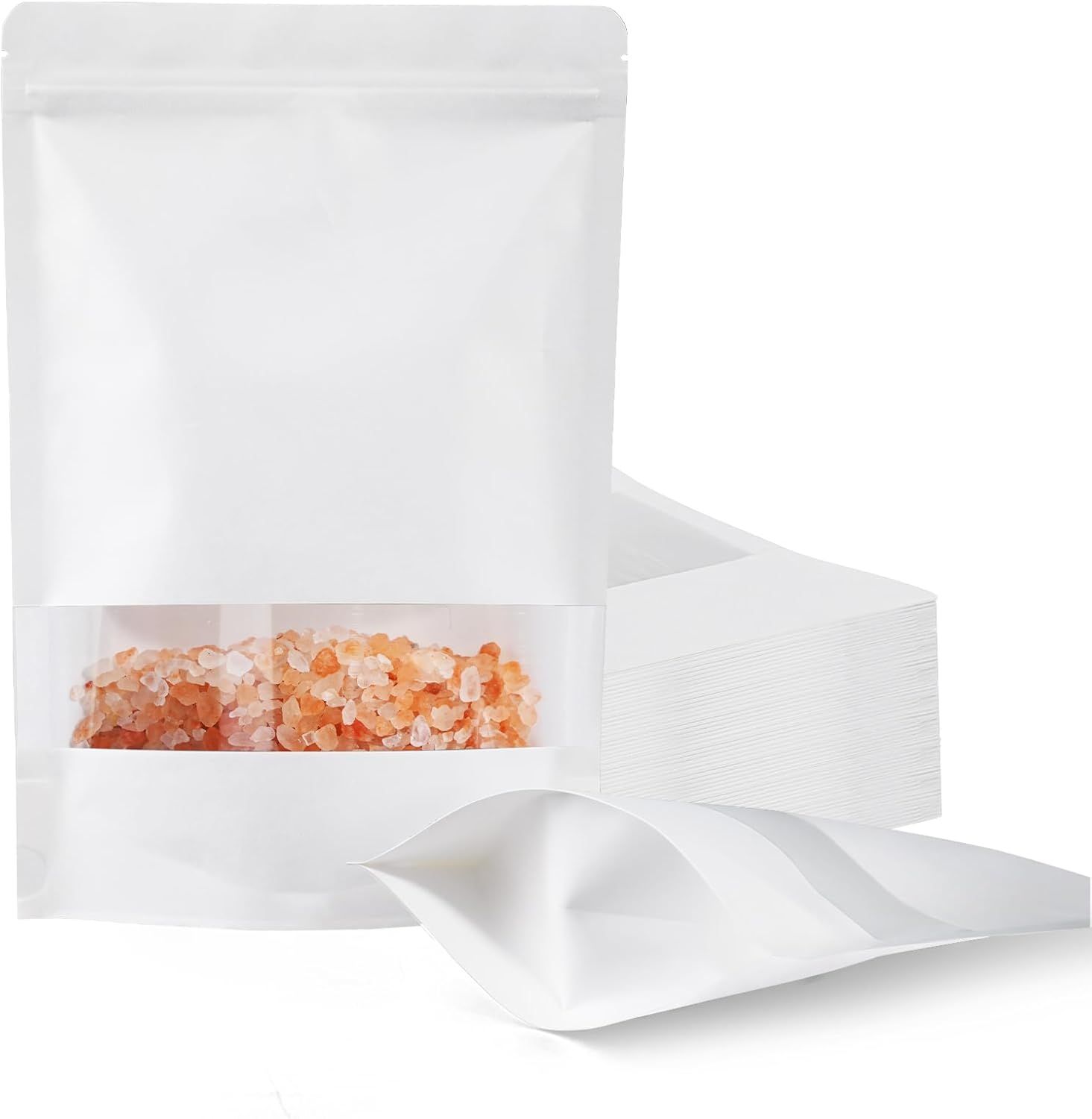 100 Pcs White Paper Bags with Window, 7.9