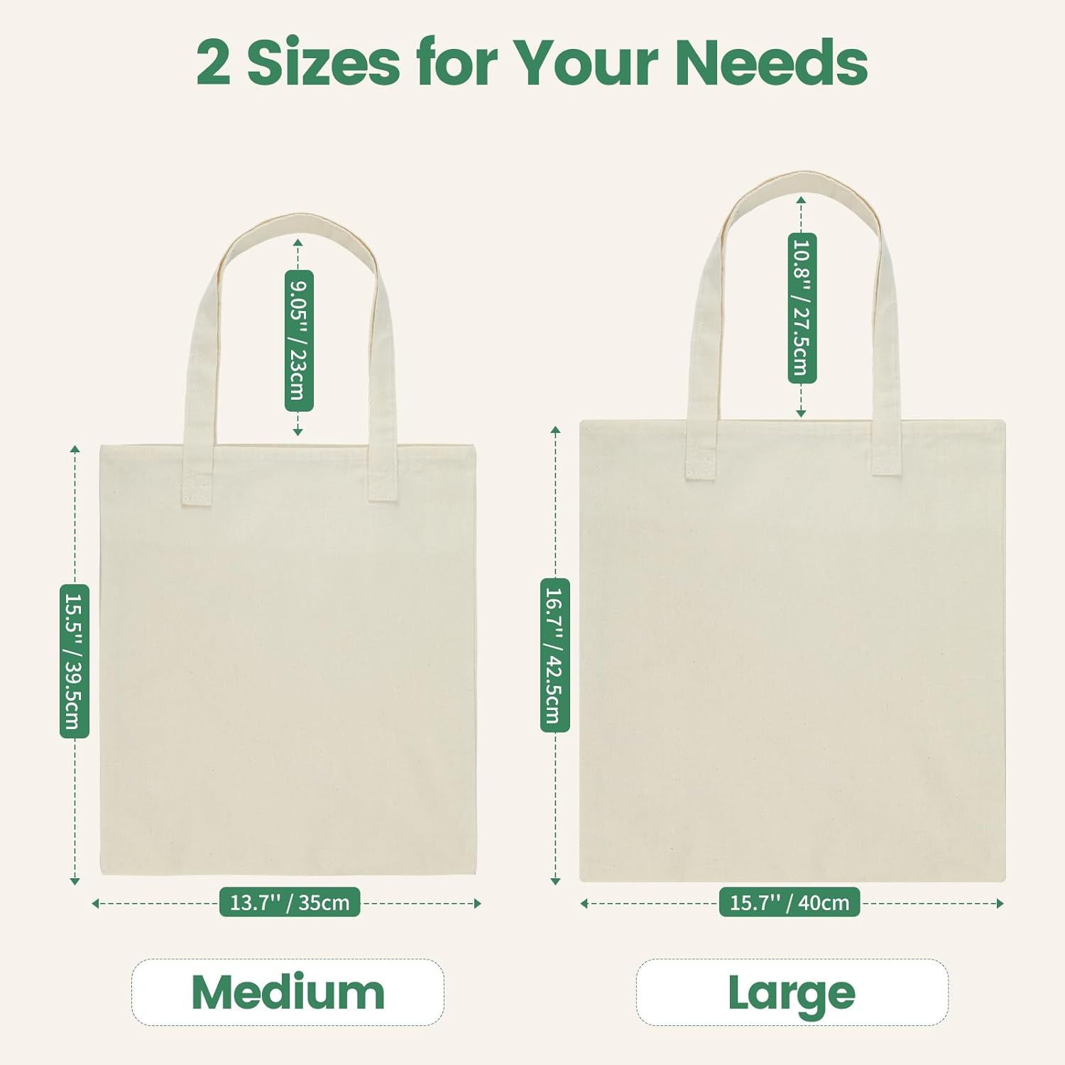 12 Pack Canvas Tote Bag - Lightweight Thin Tote Bags Bulk Blank Shopping Reusable Grocery Bags for DIY Gift Sublimation Activity - Beige - Image 3