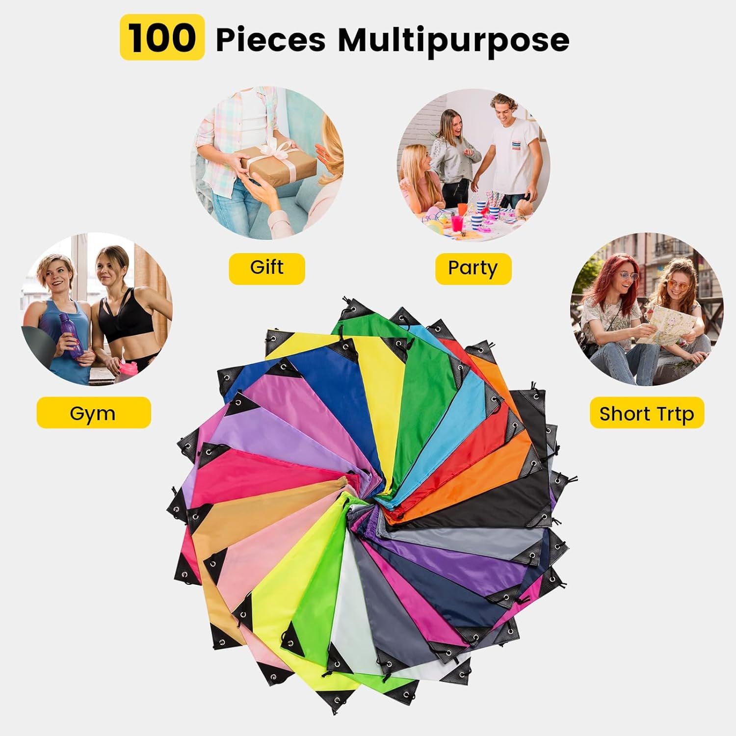 100 Pcs Drawstring Bags Bulk - Lightweight Drawstring Backpack, Cinch Bag for Party Sport Gym Trip Gift - 20 Colors - Image 6
