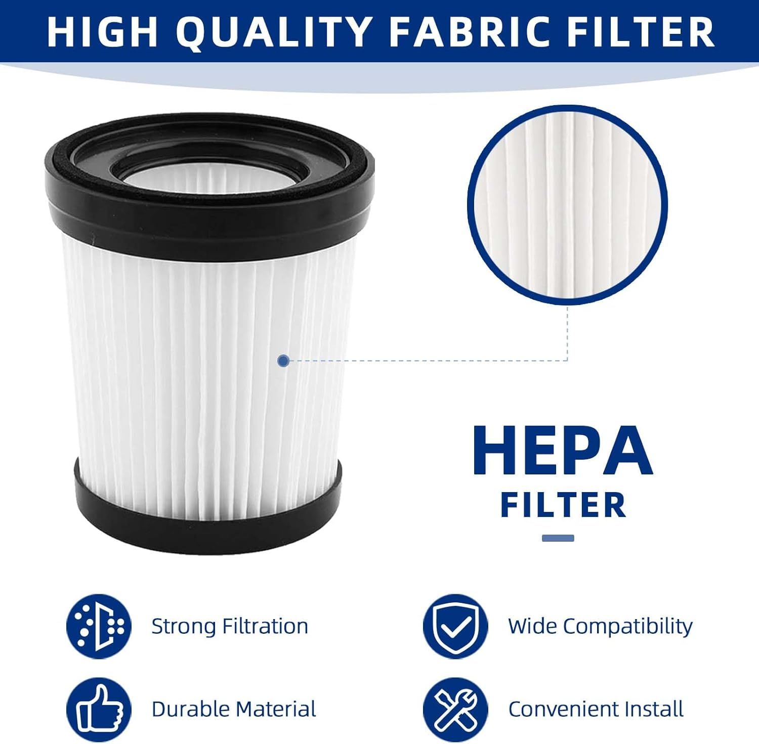 Vacuum Filter Replacement Compatible with Fabuletta FSV001/FSV101,Girnoor G160/G165, Lubluelu 202, Oraimo OSV-102, VacLife VL732 Stick Vacuum Cleaners - 4 Pack - Image 4