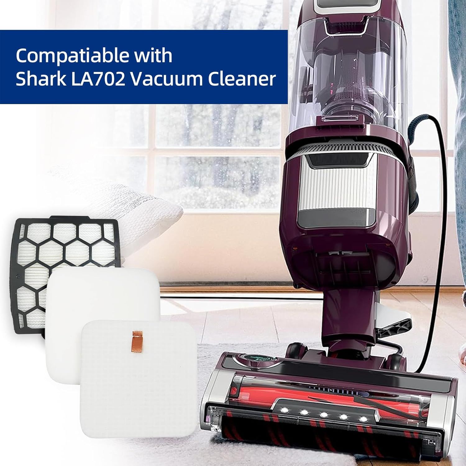LA802 LA702 LA502 Filters Compatiable With Shark LA700, LA322,LA301,LA300, LA455, LA360 Rotator Lift-Away ADV DuoClean PowerFins Upright Vacuum - Part#XHF320 & XFFK320 - Image 3