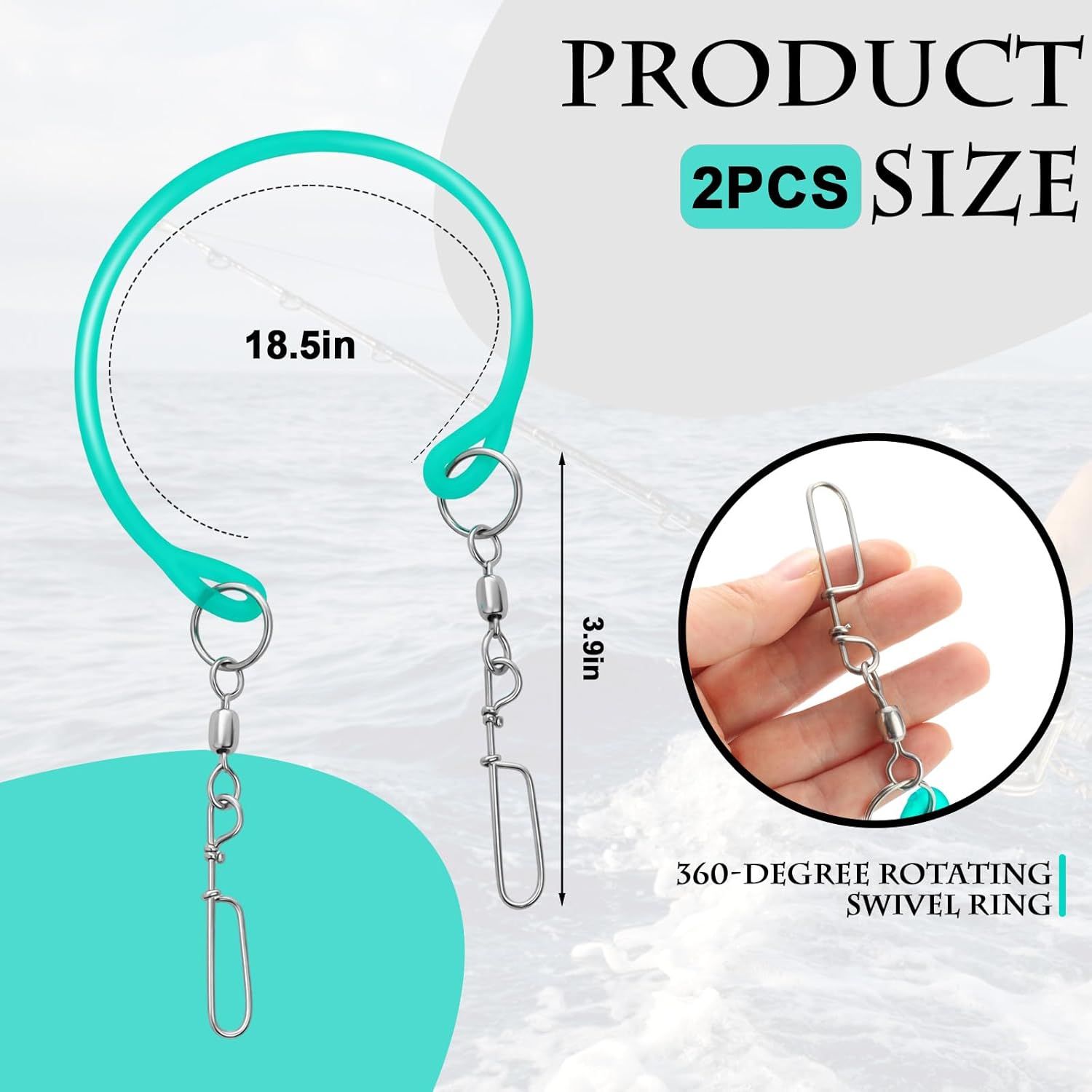 2 Pcs Blue Fishing downrigger Weight Snubber Trolling Snubber with downrigger Release Clips for Inshore Fishing, Deflector Weights, and Kite Trolling - Image 2