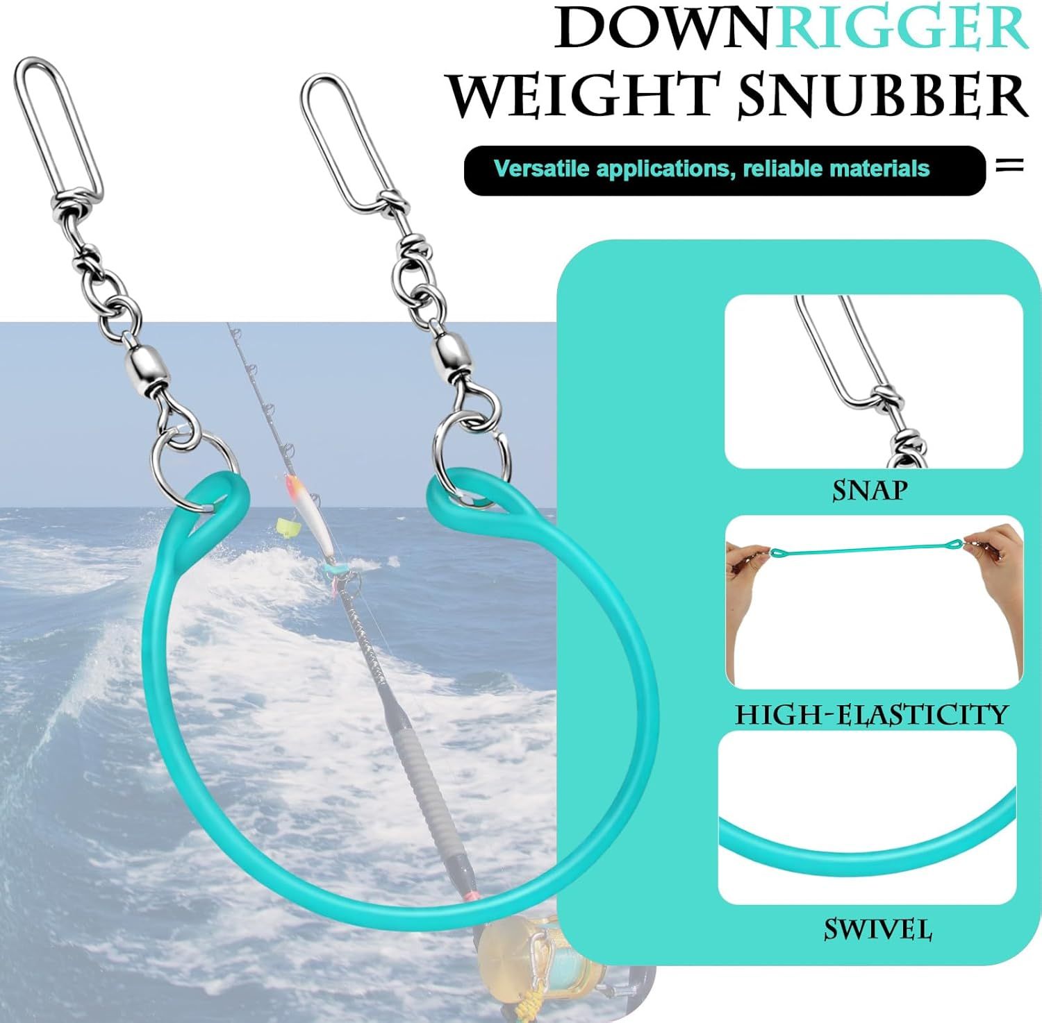 2 Pcs Blue Fishing downrigger Weight Snubber Trolling Snubber with downrigger Release Clips for Inshore Fishing, Deflector Weights, and Kite Trolling - Image 3