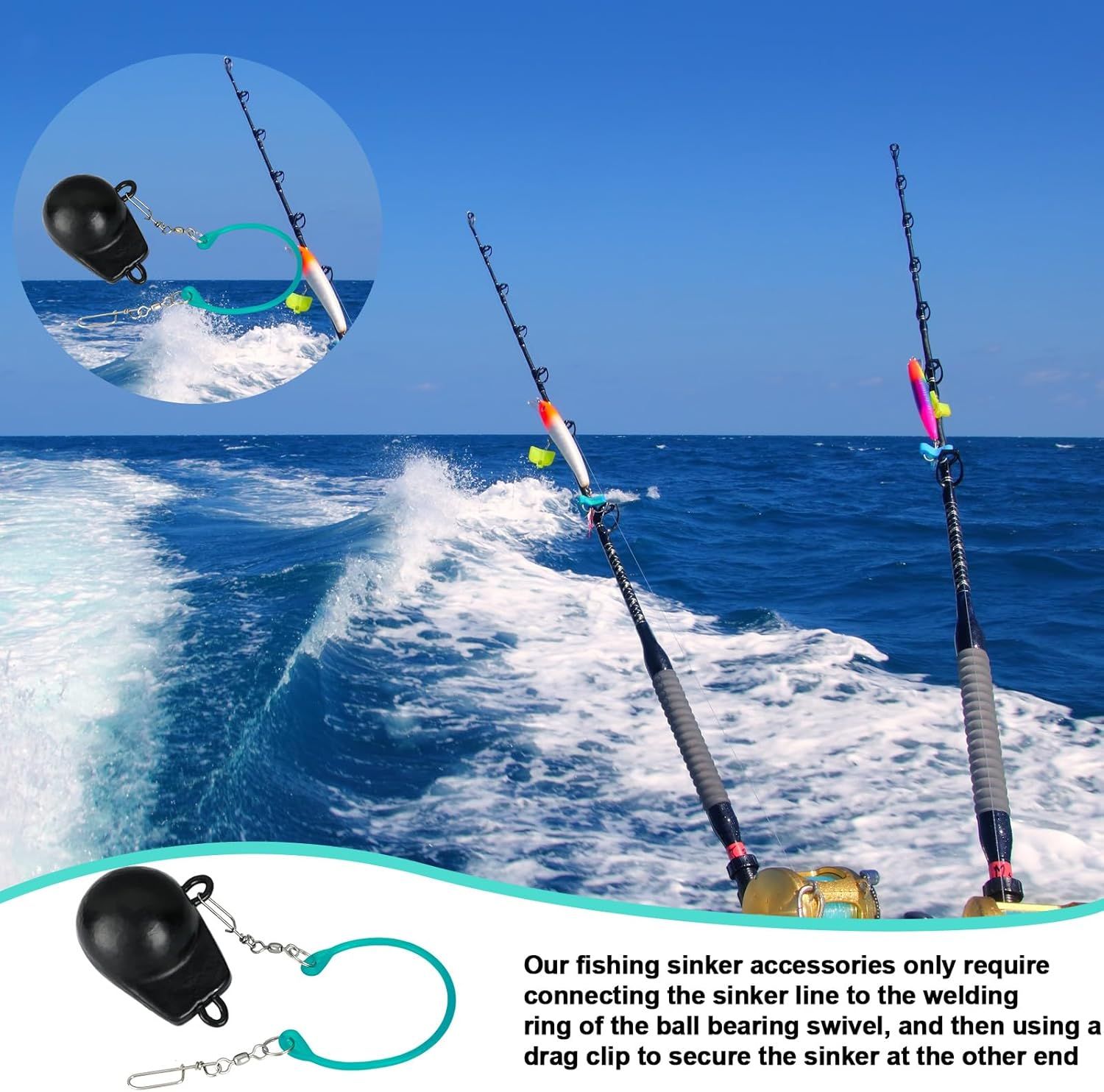 2 Pcs Blue Fishing downrigger Weight Snubber Trolling Snubber with downrigger Release Clips for Inshore Fishing, Deflector Weights, and Kite Trolling - Image 4
