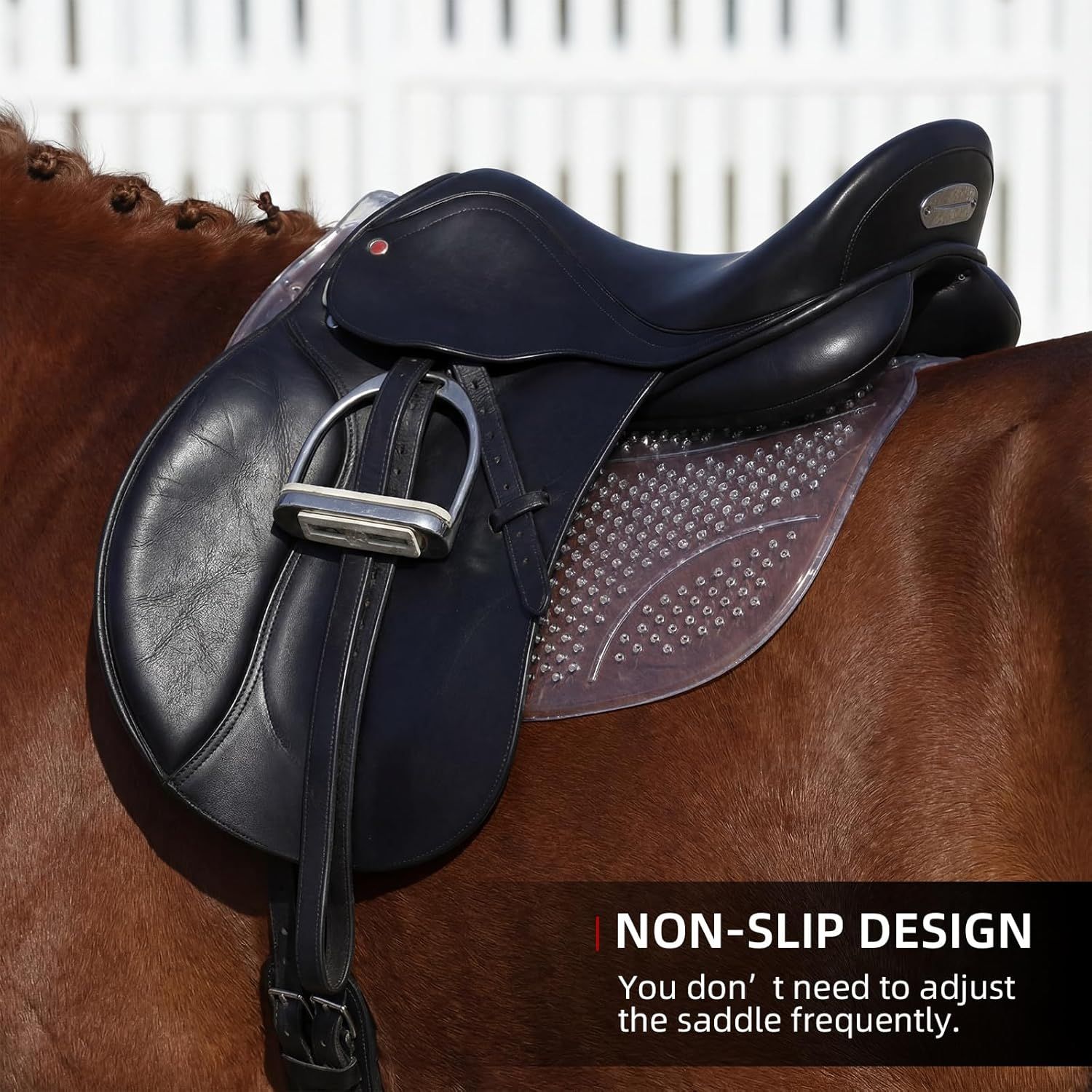 Non Slip Gel Saddle Pad for Horse TPE Half Pad for Back Breathable Provide Ample Cushioning for Injury Prevention and Pressure Relief for Western Horse Under Saddle Dressage Jumping Training - Image 4