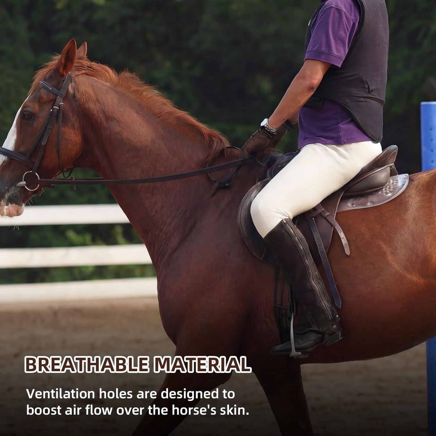 Non Slip Gel Saddle Pad for Horse TPE Half Pad for Back Breathable Provide Ample Cushioning for Injury Prevention and Pressure Relief for Western Horse Under Saddle Dressage Jumping Training - Image 5