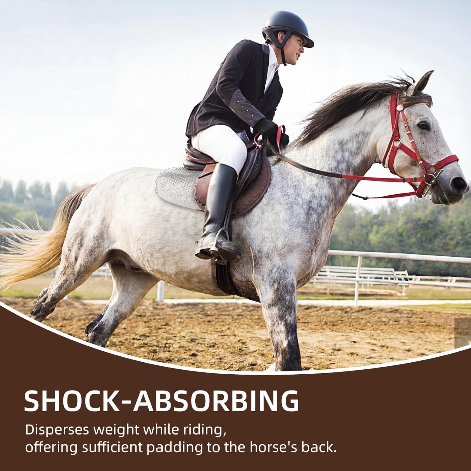 Non Slip Gel Saddle Pad for Horse TPE Half Pad for Back Breathable Provide Ample Cushioning for Injury Prevention and Pressure Relief for Western Horse Under Saddle Dressage Jumping Training - Image 6