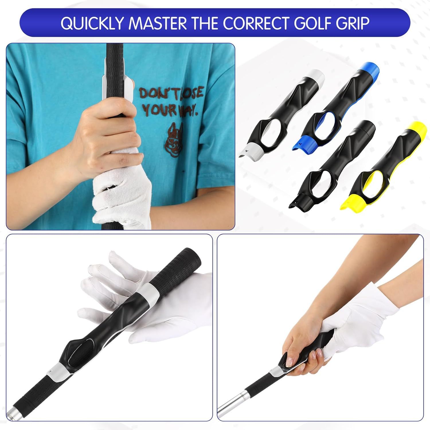 4 Pcs Golf Grip Trainer, Golf Training Aid Swing Trainers Club Grips Accessories for Golfer Enhance Strength Hand Position and Swing Technique, Unique Gift for Golfing Enthusiasts - Image 4