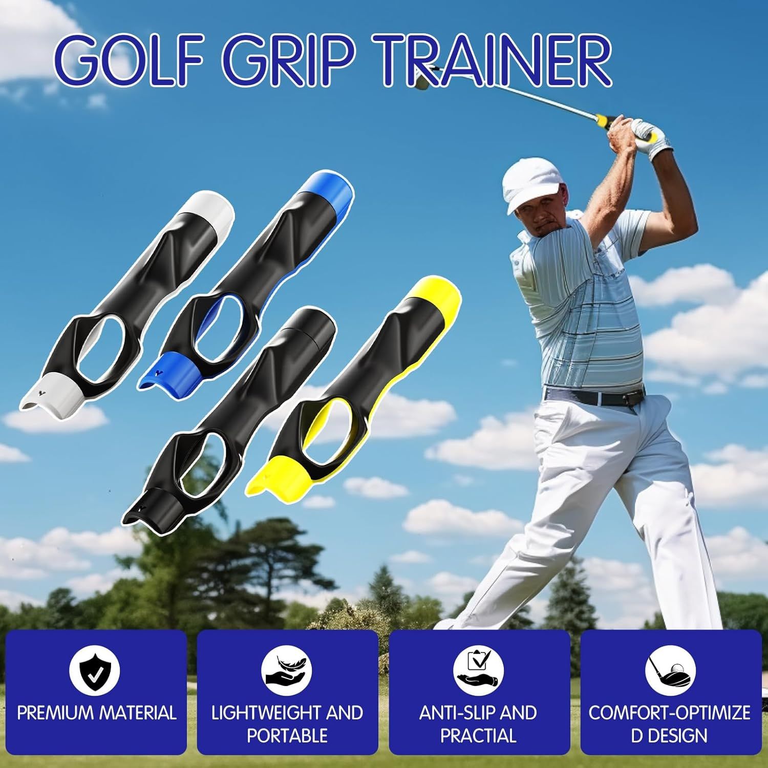 4 Pcs Golf Grip Trainer, Golf Training Aid Swing Trainers Club Grips Accessories for Golfer Enhance Strength Hand Position and Swing Technique, Unique Gift for Golfing Enthusiasts - Image 5
