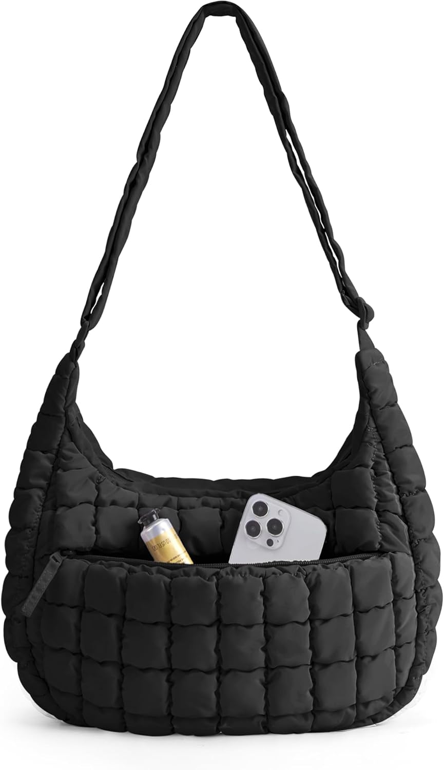 Quilted Crossbody Bag for Women, Lightweight Puffer Purse for Travel, Daily Use & Work | Water-resistant, Puffy Shoulder Bag, w/ Adjustable Strap, Light & Comfortable, Hands-free Bags, Travel Essentials - Image 1