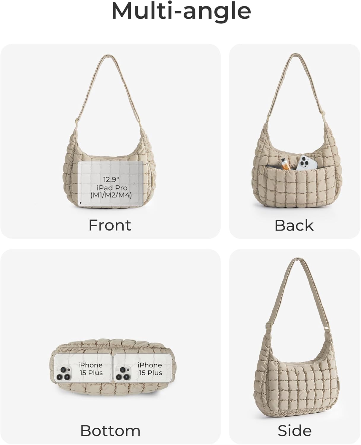 Quilted Crossbody Bag for Women, Lightweight Puffer Purse for Travel, Daily Use & Work | Water-resistant, Puffy Shoulder Bag, w/ Adjustable Strap, Light & Comfortable, Hands-free Bags, Travel Essentials - Image 5
