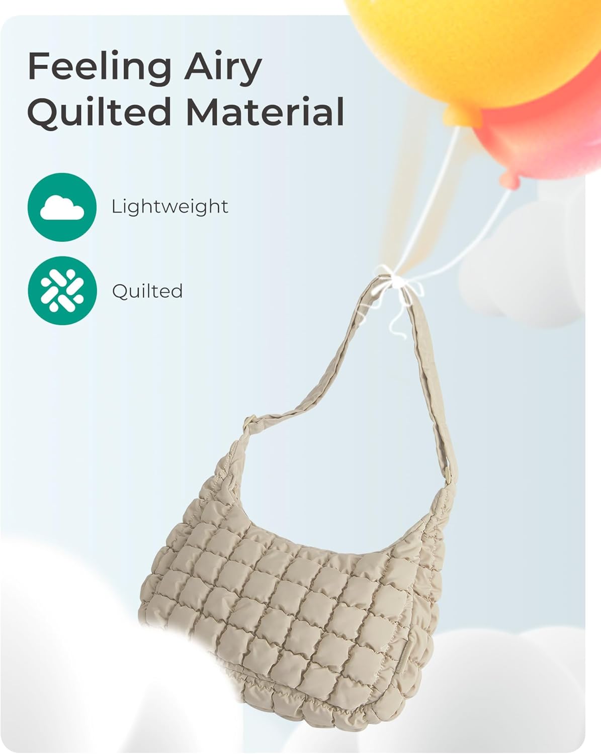 Quilted Crossbody Bag for Women, Lightweight Puffer Purse for Travel, Daily Use & Work | Water-resistant, Puffy Shoulder Bag, w/ Adjustable Strap, Light & Comfortable, Hands-free Bags, Travel Essentials - Image 7