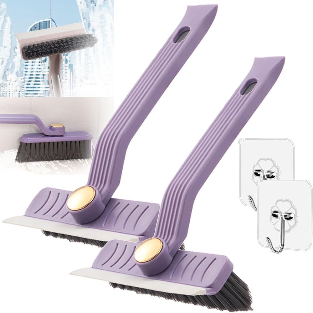 Multi-Function Rotating Crevice Cleaning Brush, 360° Rotating No Dead Corners Crevice Gap Brush Hard Bristle Crevice Gap Cleaning Brush, Household Cleaning Tool for Kitchen Bathroom (2, Purple) - Image 1