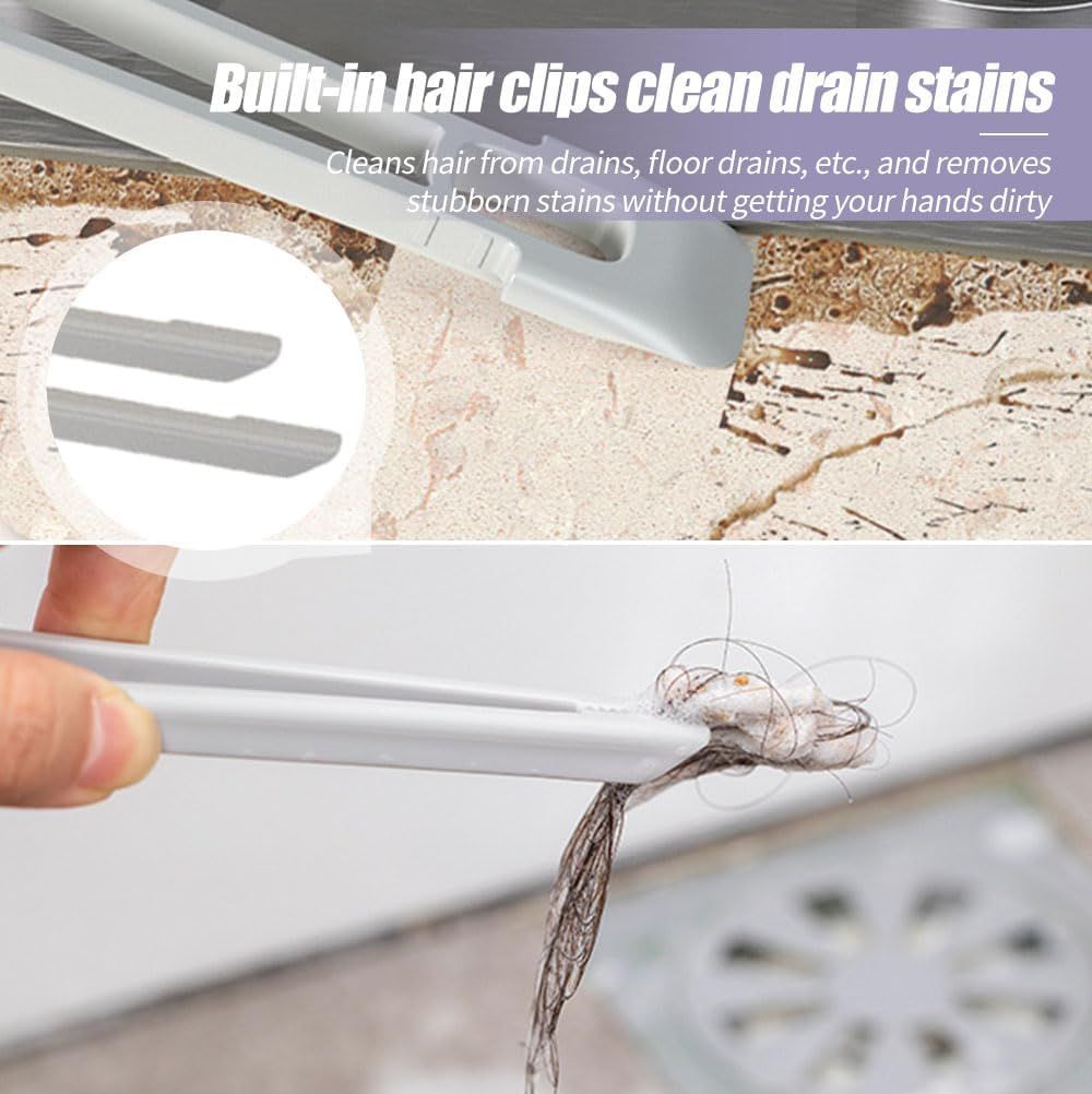 Multi-Function Rotating Crevice Cleaning Brush, 360° Rotating No Dead Corners Crevice Gap Brush Hard Bristle Crevice Gap Cleaning Brush, Household Cleaning Tool for Kitchen Bathroom (2, Purple) - Image 2
