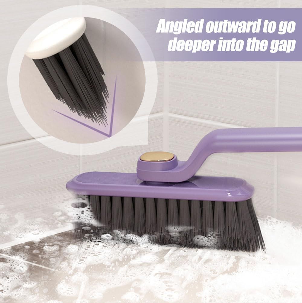 Multi-Function Rotating Crevice Cleaning Brush, 360° Rotating No Dead Corners Crevice Gap Brush Hard Bristle Crevice Gap Cleaning Brush, Household Cleaning Tool for Kitchen Bathroom (2, Purple) - Image 4