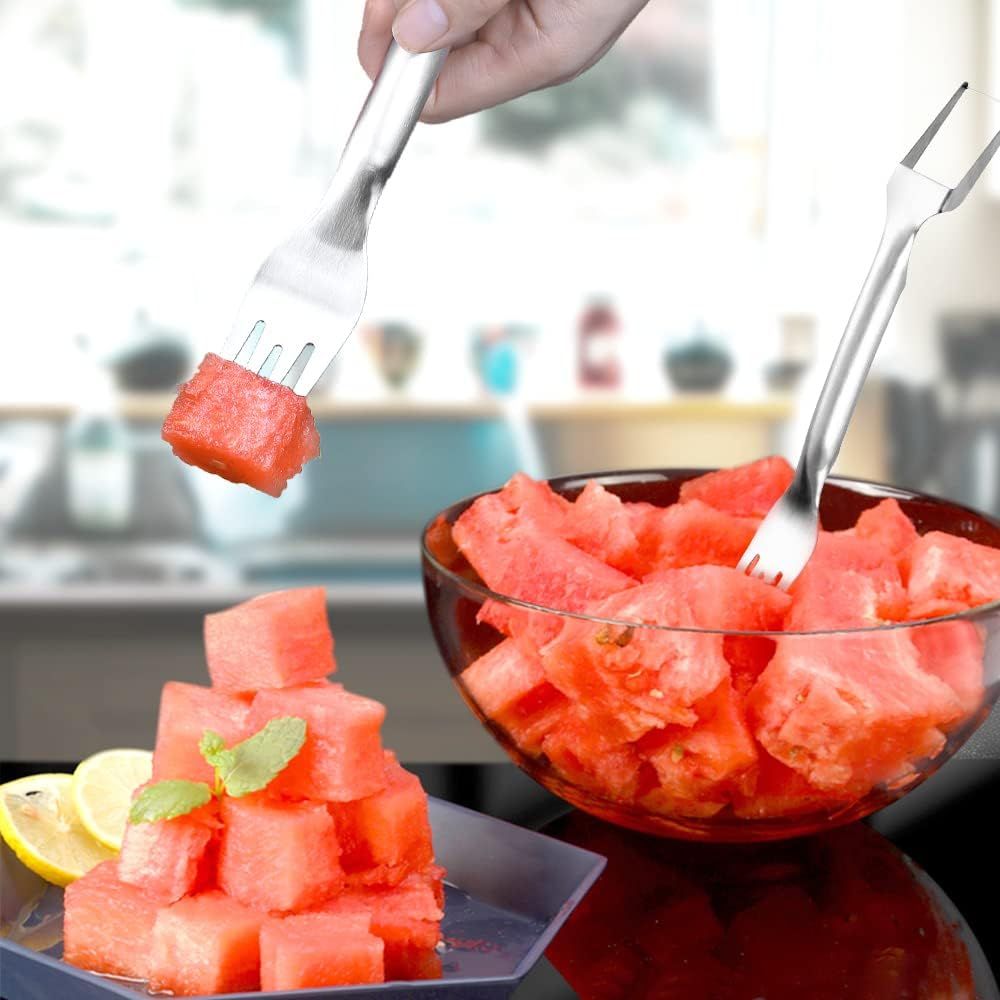 2-in-1 Watermelon Fork Slicer, Stainless Steel Fruit Cutter Watermelon Cutter Slicer Tool (2) - Image 2