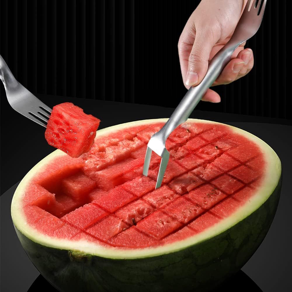 2-in-1 Watermelon Fork Slicer, Stainless Steel Fruit Cutter Watermelon Cutter Slicer Tool (2) - Image 4
