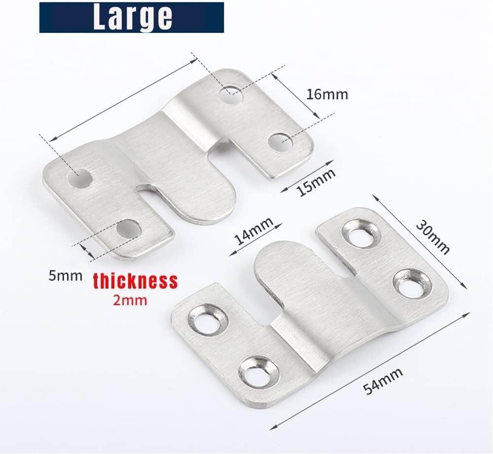 Stainless Steel Interlock Hanging Buckle, Heavy Duty Flush Mount Bracket Interlocking Furniture Connector, Z-Shaped Clip Wall Mount Hardware for Display Art Gallery Furniture Photo (2pairs Large) - Image 2