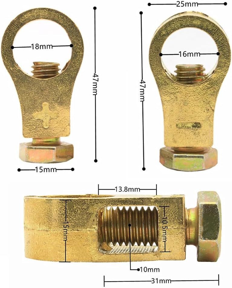 Pure Copper Battery Connection Clip, Car Battery Terminal Connectors Kit, Negative and Positive Car Battery Cable Terminal Clamps Connectors for Car Van Carts (4) - Image 2