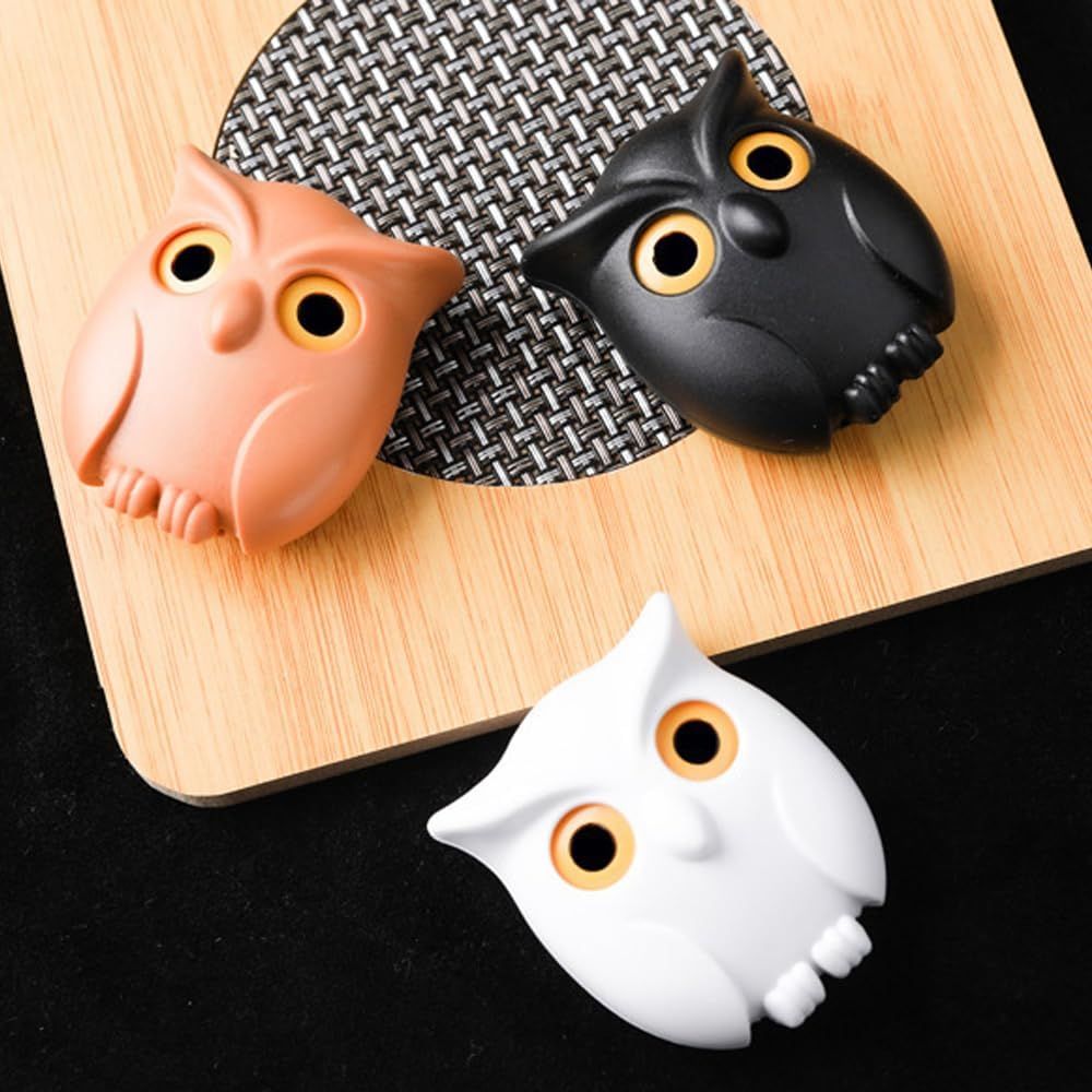 Owl Key Holder, Night Owl Magnetic Wall Key Holder Owl Key Hooks, Automatic Open Close Eyes Owl Key Holder with Wall Self-Adhesive Tape (Black+White) - Image 6