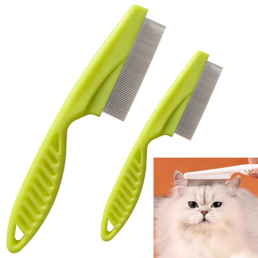 Multifunctional Pet Hair Comb, 2023 New Magic Pet Comb Dog Combs for Grooming, Stain Tear Removal Comb Stainless Steel Fine-Tooth Grooming Massage Comb for Dog Cat (1 Pair, Green) - Image 1