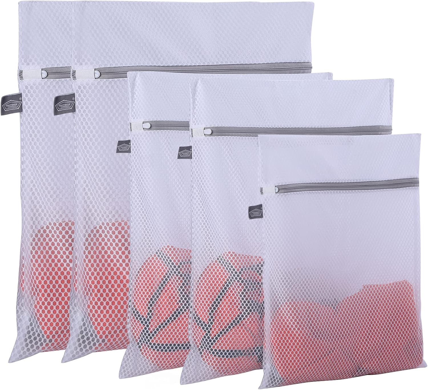 Kimmama Laundry Mesh Wash Bags, Lingerie Bags for Washing Delicates, Mesh Laundry Bags for Washing Machine, White Net, Grey Zipper, 2XL, 2L & 1M - Image 1