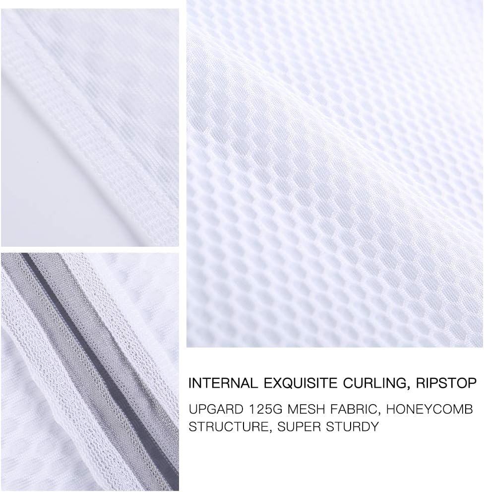 Kimmama Laundry Mesh Wash Bags, Lingerie Bags for Washing Delicates, Mesh Laundry Bags for Washing Machine, White Net, Grey Zipper, 2XL, 2L & 1M - Image 2