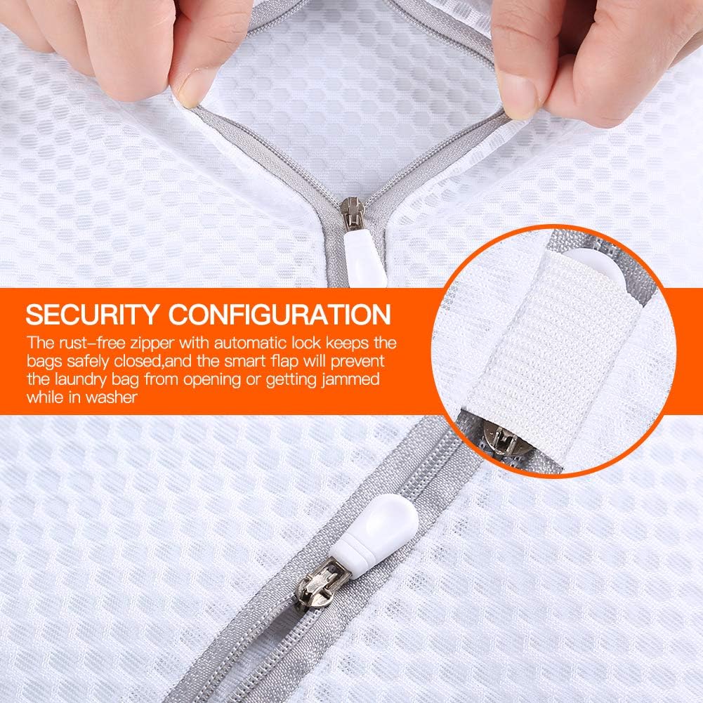 Kimmama Laundry Mesh Wash Bags, Lingerie Bags for Washing Delicates, Mesh Laundry Bags for Washing Machine, White Net, Grey Zipper, 2XL, 2L & 1M - Image 3