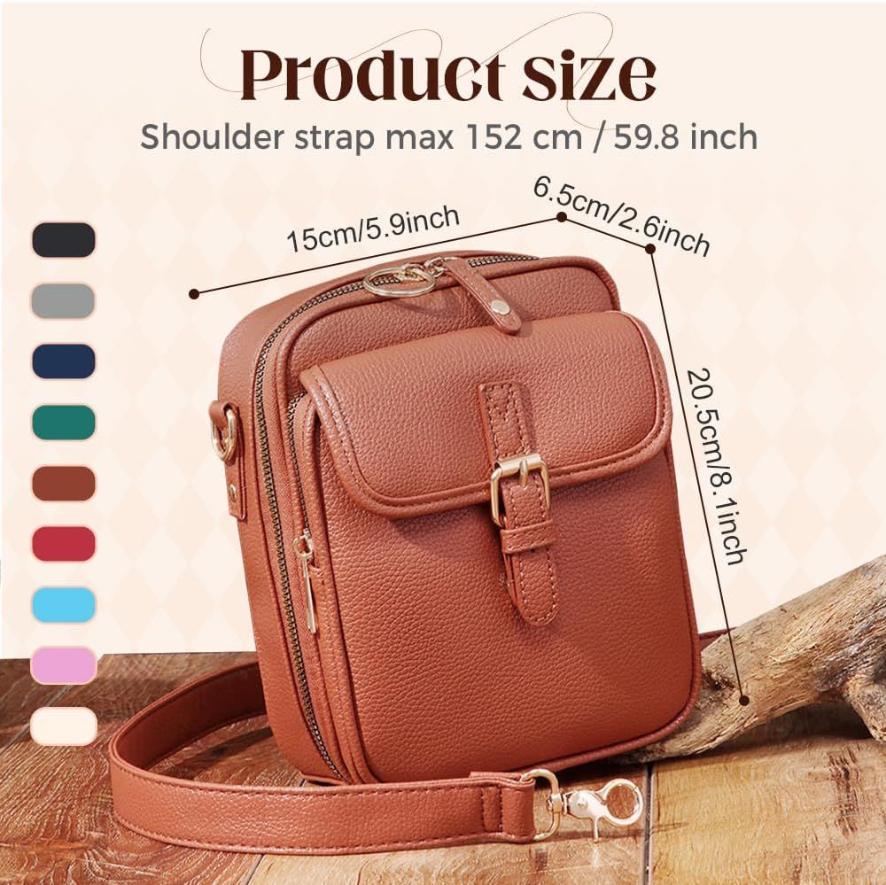 Vintage Large Capacity Messenger Bag, 2026 New Double Layer Large Capacity Messenger Bag Crossbody Leather Bag for Women - Image 3