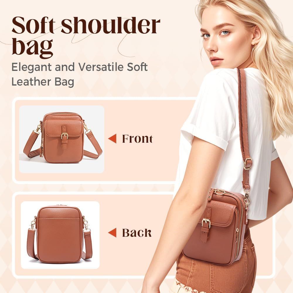 Vintage Large Capacity Messenger Bag, 2026 New Double Layer Large Capacity Messenger Bag Crossbody Leather Bag for Women - Image 6