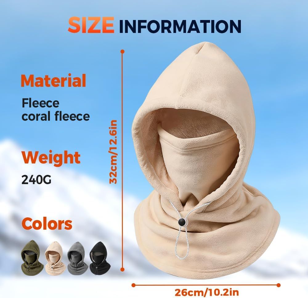 Windproof Winter Mask Hat, 2026 New Winter Balaclava Ski Thermal Fleece Hoodie Mask Neck Cover Warm Sports Cap Men Women - Image 7