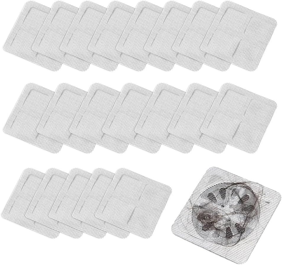 Disposable Shower Drain Hair Catcher, Disposable Hair Drain Stickers Drain Mesh Cover Bathroom Shower Drain Protector for Bathroom Laundry Kitchen Sink for Human and pet Hair (30) - Image 1