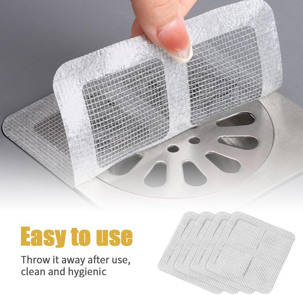 Disposable Shower Drain Hair Catcher, Disposable Hair Drain Stickers Drain Mesh Cover Bathroom Shower Drain Protector for Bathroom Laundry Kitchen Sink for Human and pet Hair (30) - Image 4