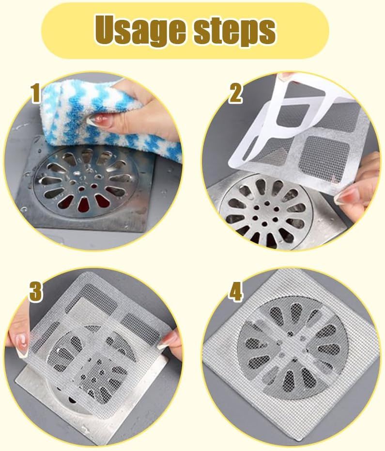 Disposable Shower Drain Hair Catcher, Disposable Hair Drain Stickers Drain Mesh Cover Bathroom Shower Drain Protector for Bathroom Laundry Kitchen Sink for Human and pet Hair (30) - Image 6