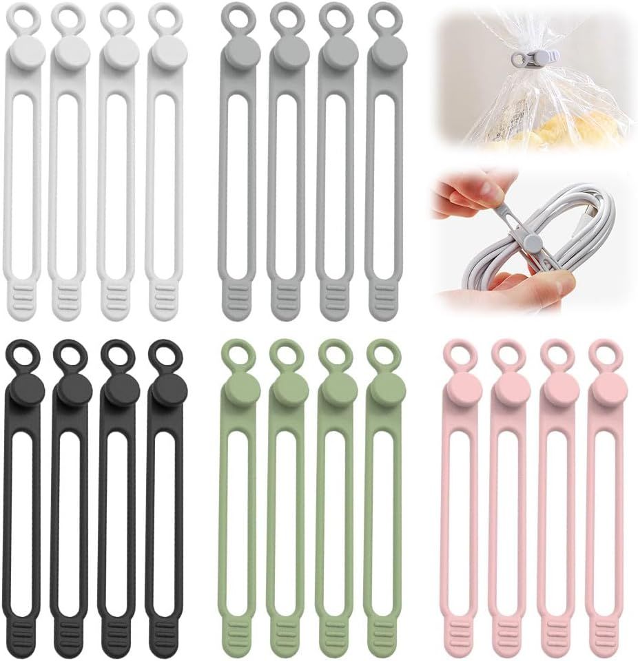 Data Cable Organizer, 2025 New Silicone Cable Ties Reusable Cable Management Organizer for Bundling and Fastening Cable Cords Wires (20) - Image 1