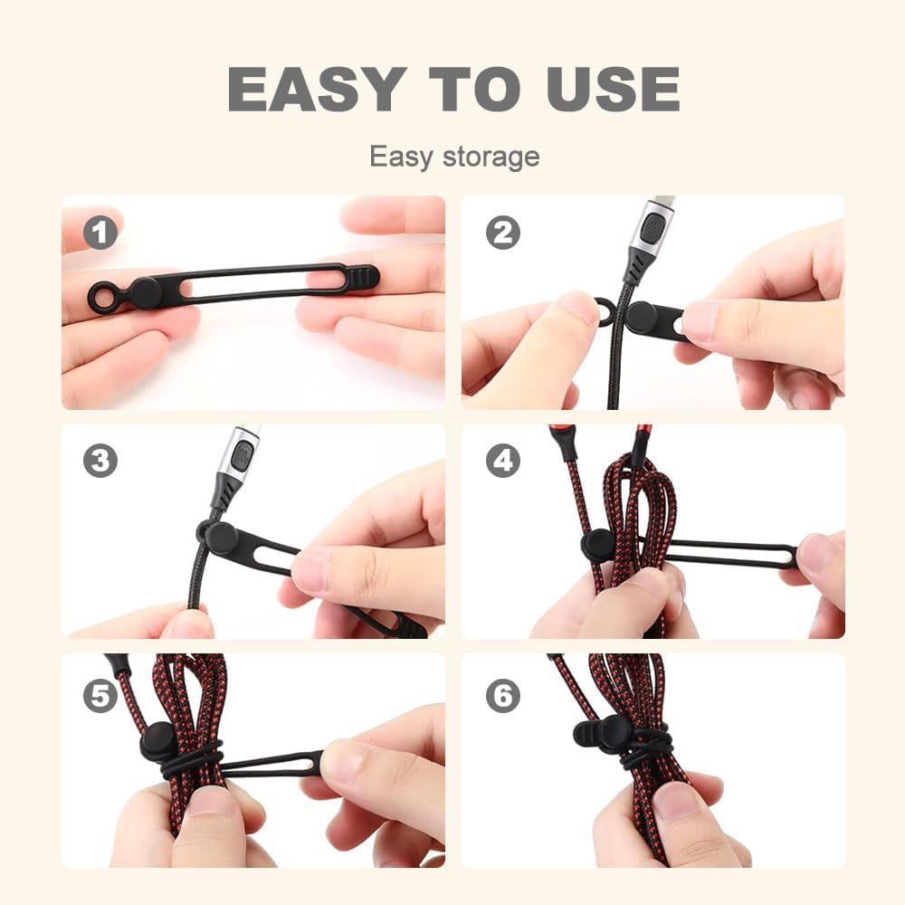 Data Cable Organizer, 2025 New Silicone Cable Ties Reusable Cable Management Organizer for Bundling and Fastening Cable Cords Wires (20) - Image 7
