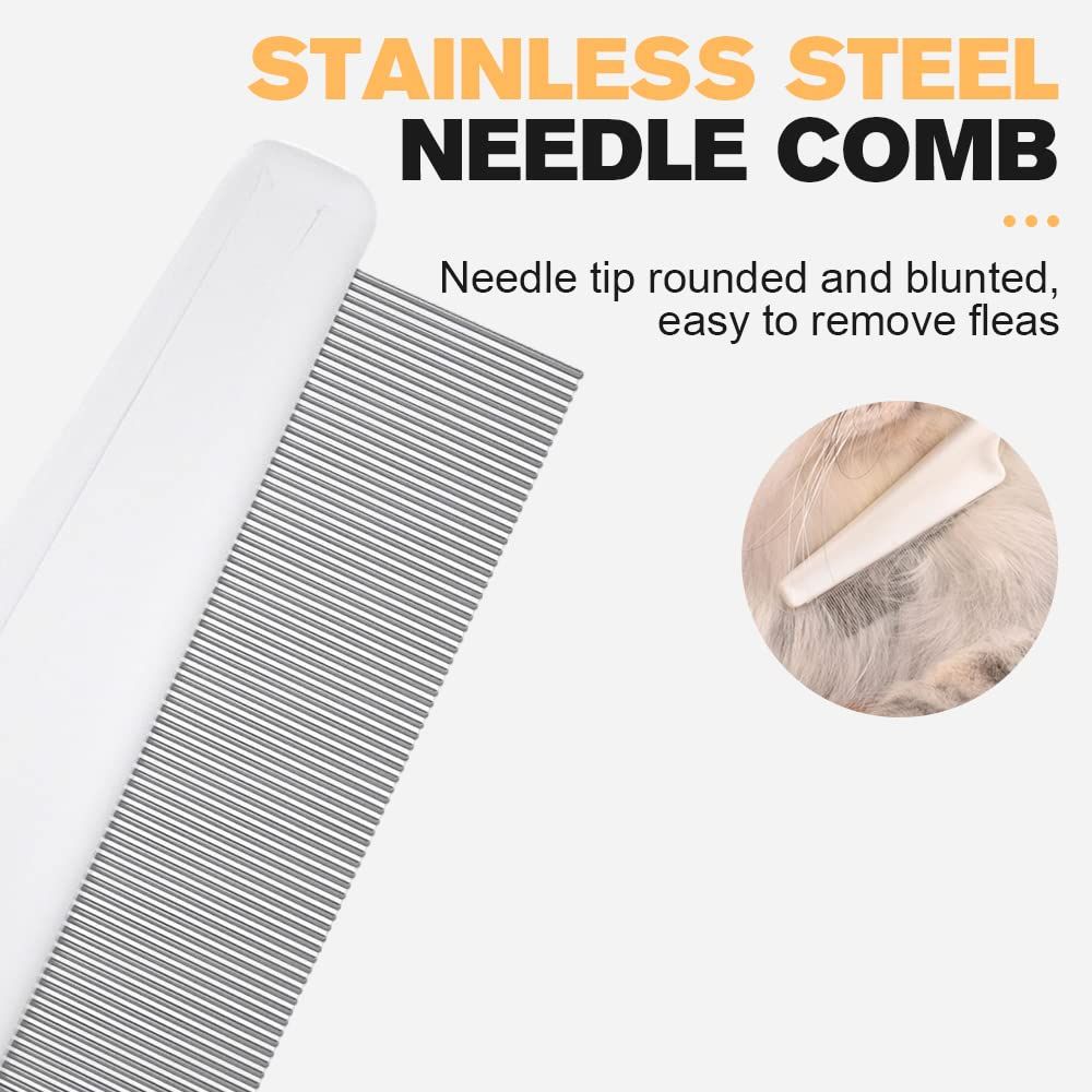 Pet Hair Comb, 2025 New Multifunctional Pet Grooming Brush Pet Hair Comb Tear Stain Removal, Fine-Tooth Stainless Grooming Massage Comb Stainless for Small Dogs Puppies - Image 4