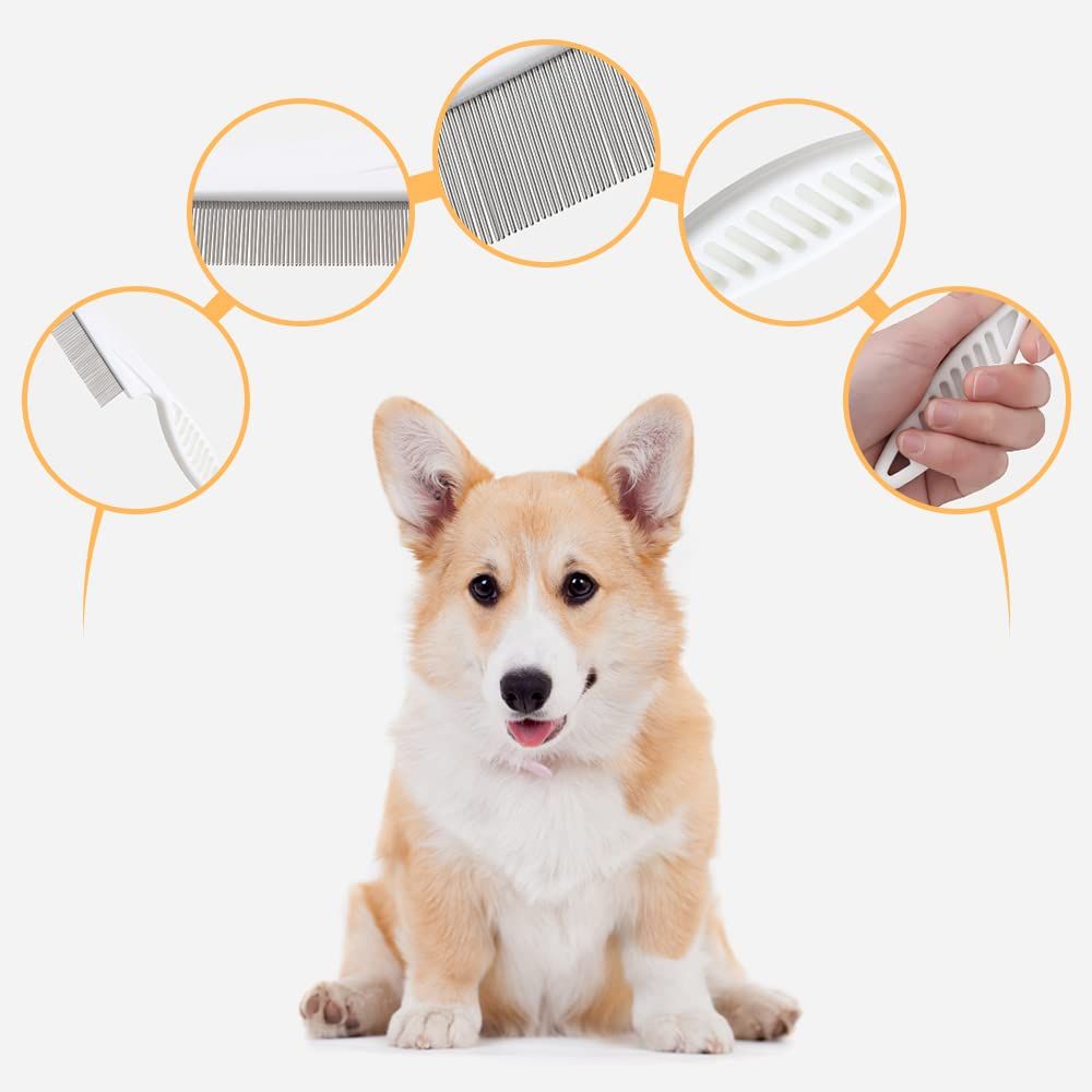 Pet Hair Comb, 2025 New Multifunctional Pet Grooming Brush Pet Hair Comb Tear Stain Removal, Fine-Tooth Stainless Grooming Massage Comb Stainless for Small Dogs Puppies - Image 5
