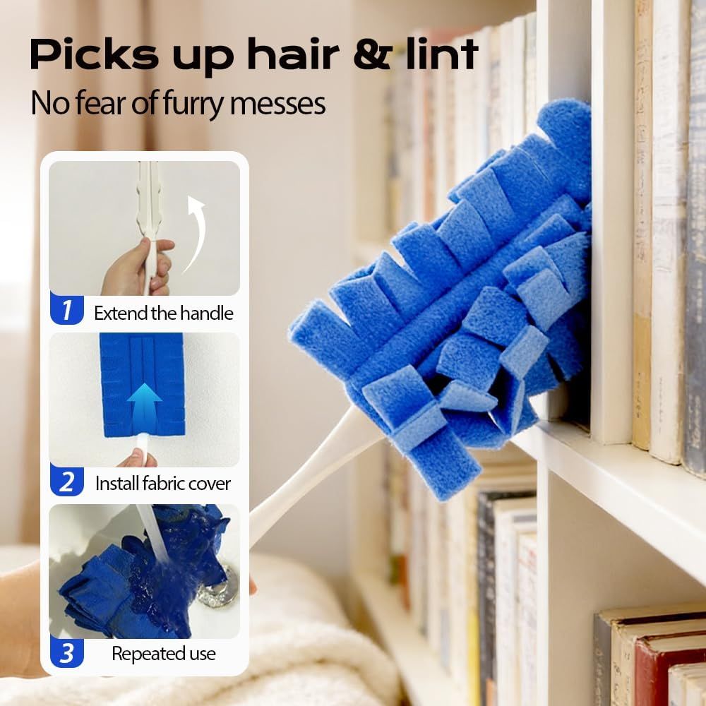 360° Electrostatic Duster Refills, 2026 New Washable & Reusable Microfiber Pads Fleece Duster Refill Compatible Tools for Cleaning Home, Blinds, Car, Pet, Furniture, Fans (Mix) - Image 6