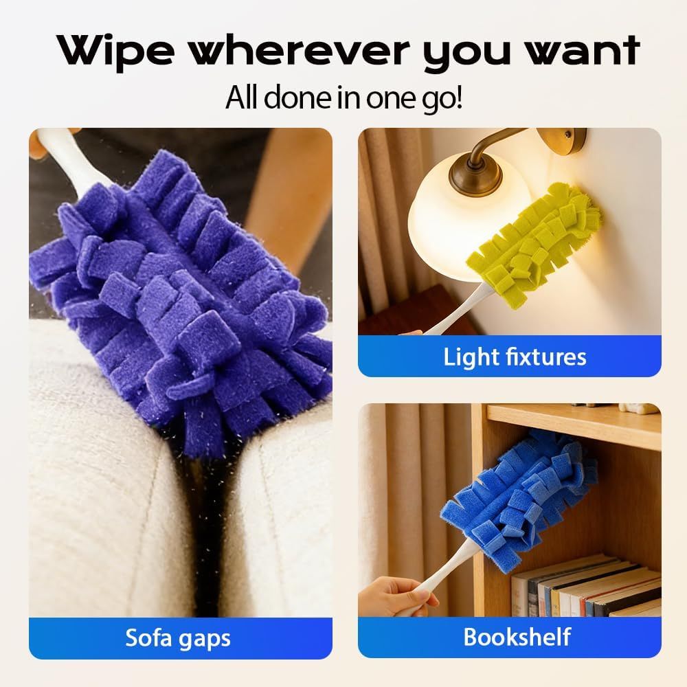 360° Electrostatic Duster Refills, 2026 New Washable & Reusable Microfiber Pads Fleece Duster Refill Compatible Tools for Cleaning Home, Blinds, Car, Pet, Furniture, Fans (Mix) - Image 7