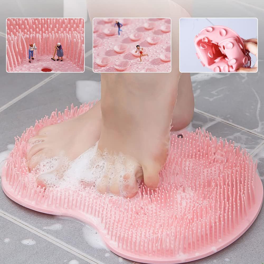Foot Back Cleaning Pad, 2024 Upgrade Shower Foot Scrubber Mat Slip Suction Cups Foot Scrubber, Shower Foot Scrubber Mat Back Washer for Men and Women (Blue) - Image 4
