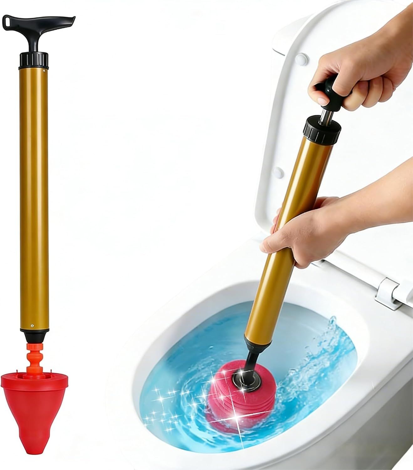 Multipurpose Household High Pressure Toilet Plunger, 2026 Upgraded Powerful Air Drain Unclogger Heavy Duty Plunger Auger Clog Remover Tool for Toilet Bathroom Drains (1 Pc) - Image 1