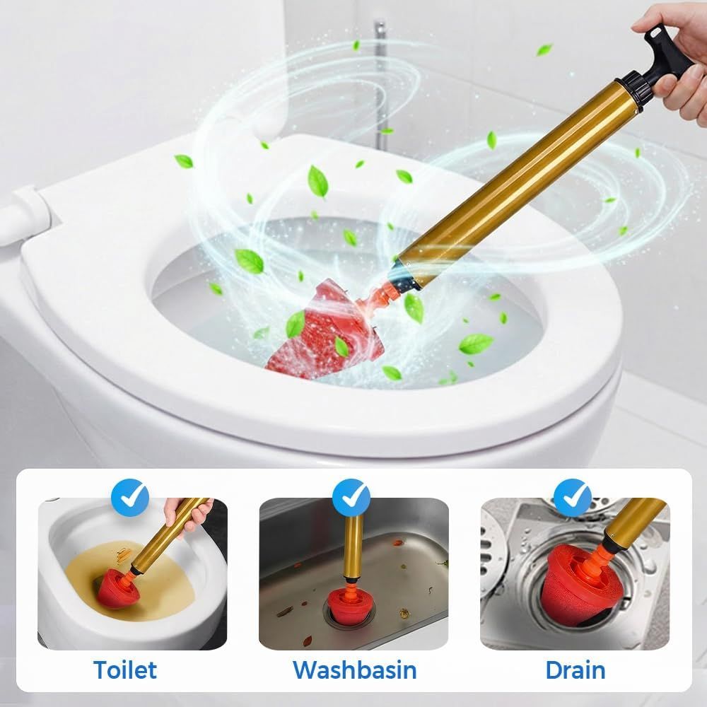 Multipurpose Household High Pressure Toilet Plunger, 2026 Upgraded Powerful Air Drain Unclogger Heavy Duty Plunger Auger Clog Remover Tool for Toilet Bathroom Drains (1 Pc) - Image 8
