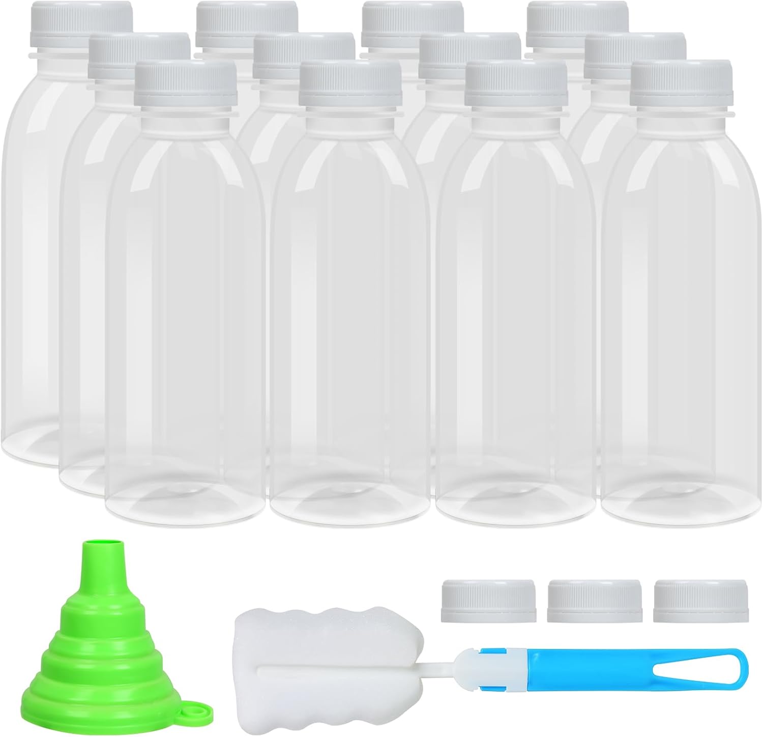 EONJOE Dishwasher Safe 16oz Plastic Bottles with Caps Reusable BPA Free PP5 Juice Milk Water Smoothie Bottle Heat-Resistant Refillable - Image 1