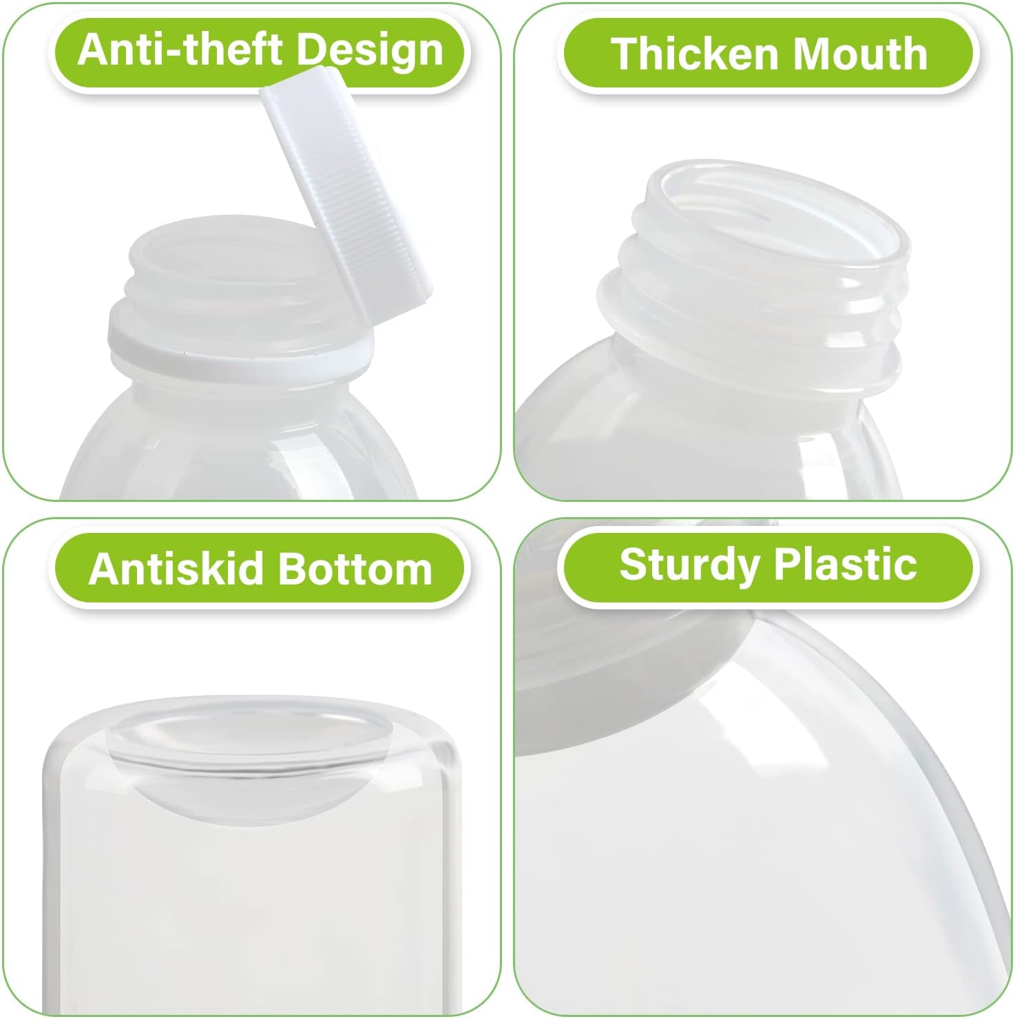 EONJOE Dishwasher Safe 16oz Plastic Bottles with Caps Reusable BPA Free PP5 Juice Milk Water Smoothie Bottle Heat-Resistant Refillable - Image 4