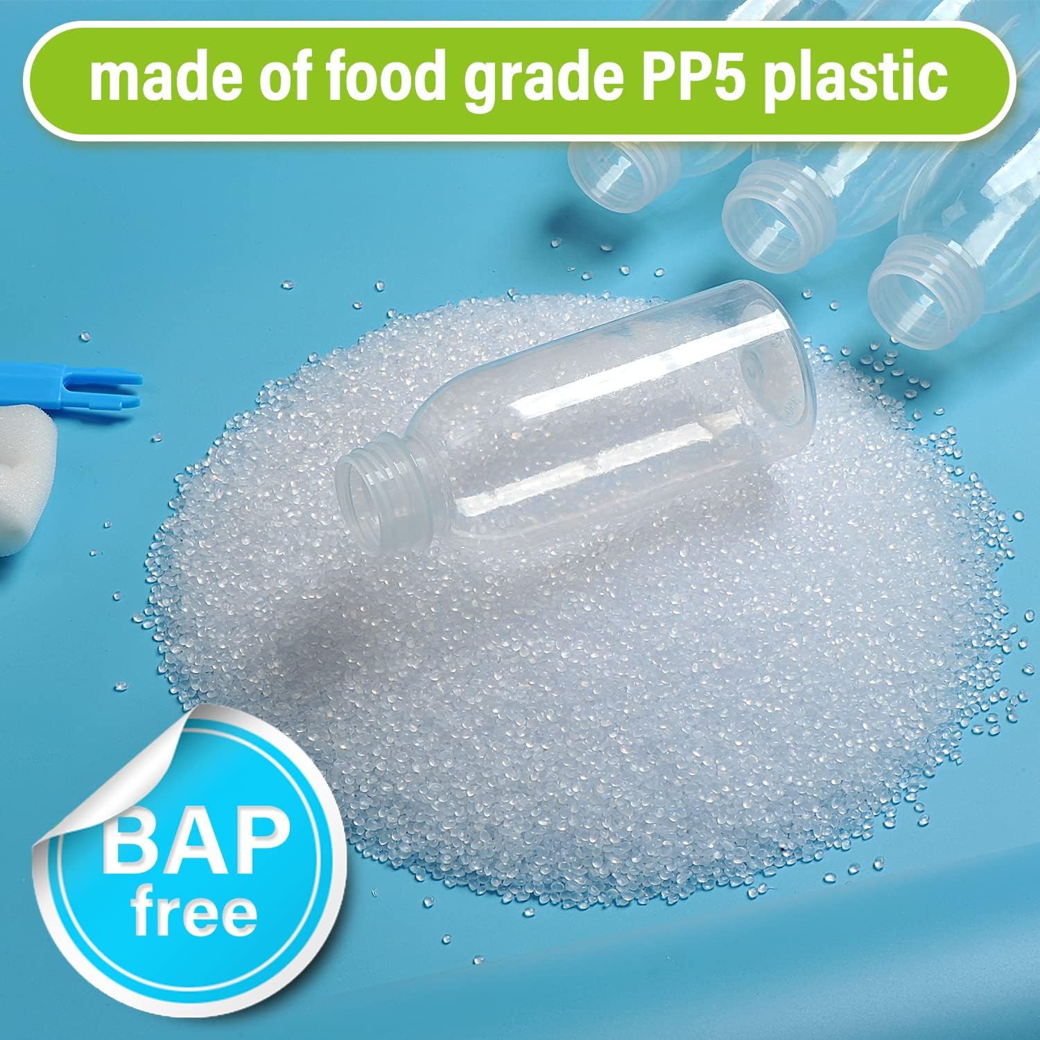 EONJOE Dishwasher Safe 16oz Plastic Bottles with Caps Reusable BPA Free PP5 Juice Milk Water Smoothie Bottle Heat-Resistant Refillable - Image 5