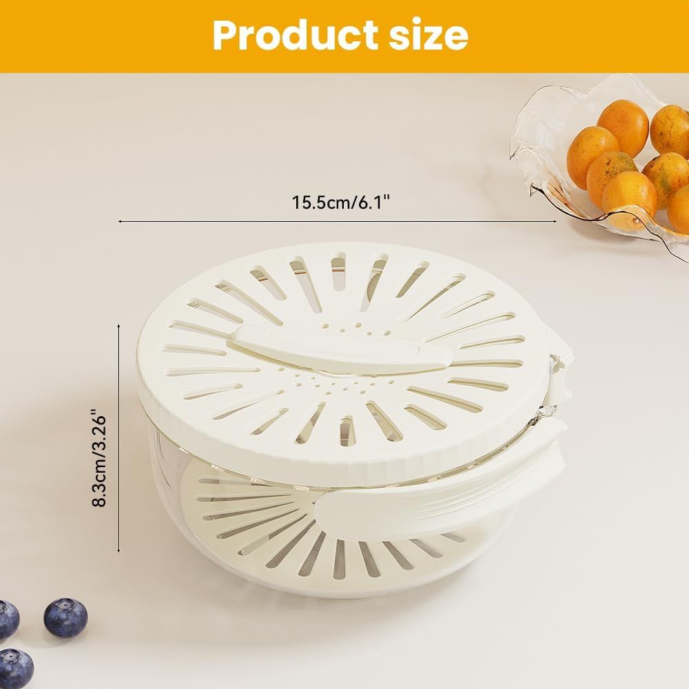 2-in-1 Draining and Preservation Basket, 2026 Upgraded Multifunctional Fruit and Vegetable Washing Bowl with Handle Fruit Strainer Container with Lid for Kitchen, Fridge, Picnic, Camping (Brown) - Image 3